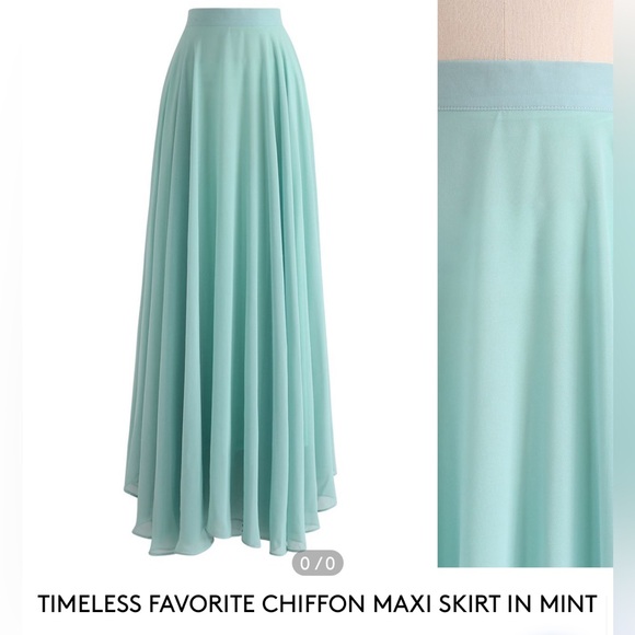 ⭐️ SALE ⭐️ Chicwish Timeless Favorite Chiffon Maxi Skirt in Mint - Picture 2 of 3